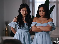 Asian Step Dad Teaches Twin Stepdaughters
