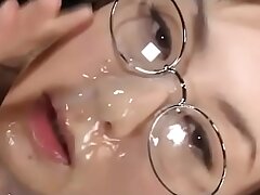 Japansese Hot Babe Receives a Messy Bukkake of Creamy Cum